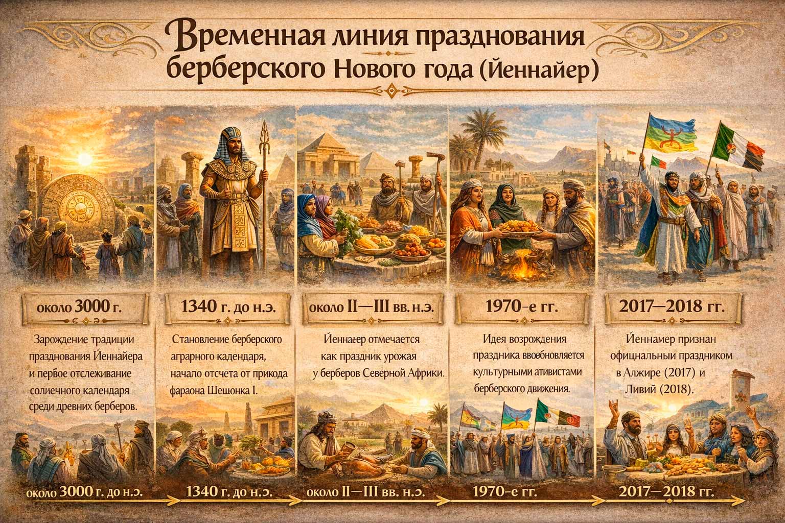 Хронология праздника Йеннайер от 950 года до нашей эры до наших дней