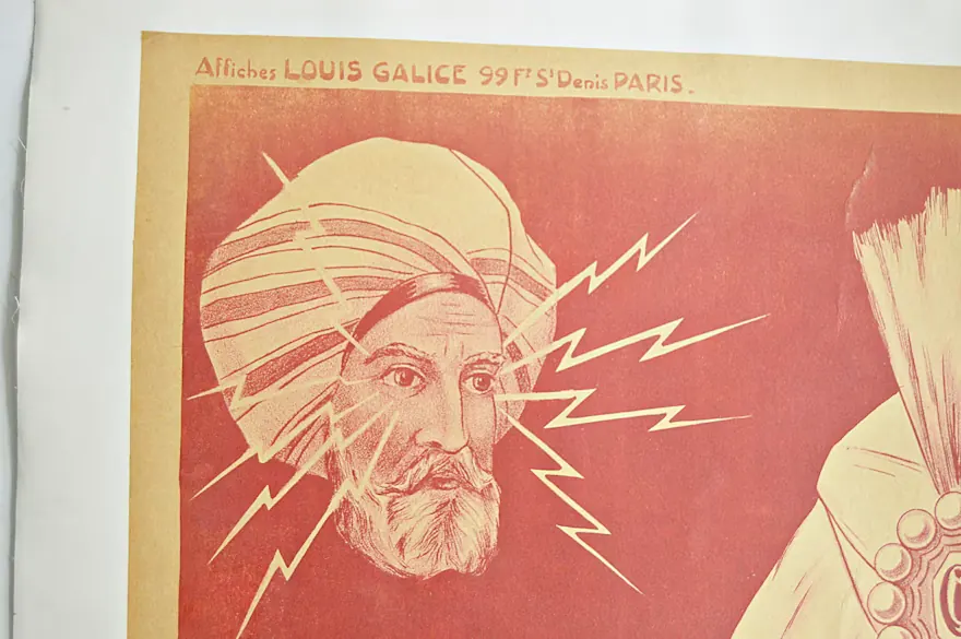 Оттиск парижской мастерской Affiches Louis Galice на афише русского гипнотизёра The Great V. Gramby